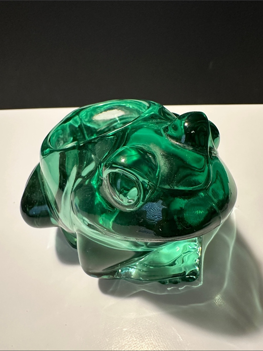Indiana Glass Green Frog Votive Tea Light Candle Holder Figurine